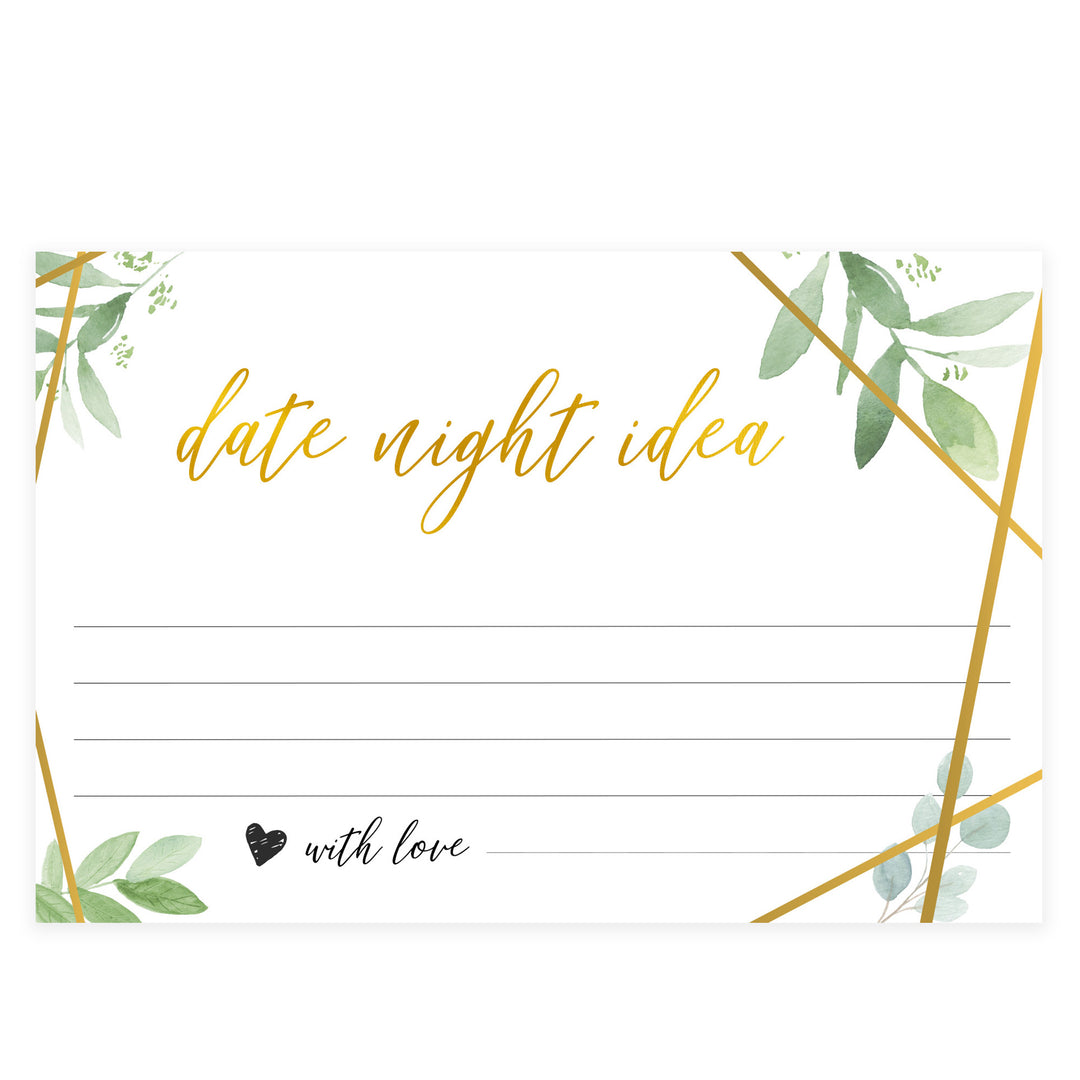Date Night Jar Bridal Game - Gold Greenery