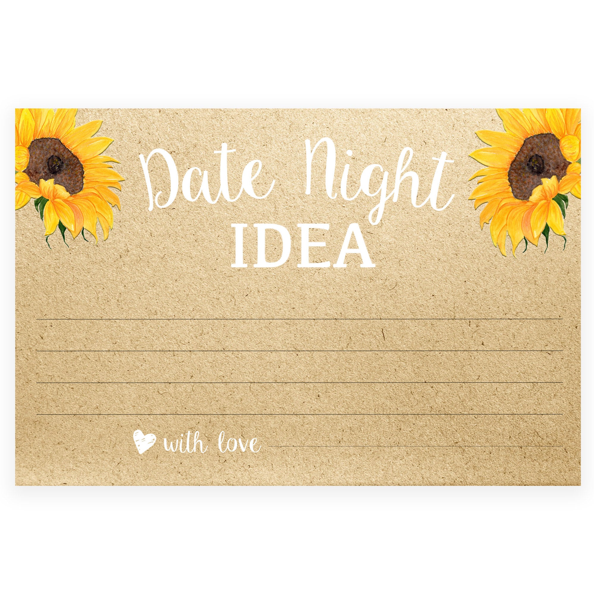 Date Night Jar Bridal Game - Sunflowers
