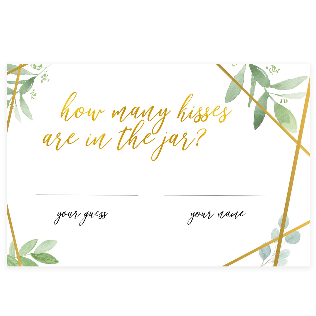 How Many Kisses in the Jar - Gold Greenery