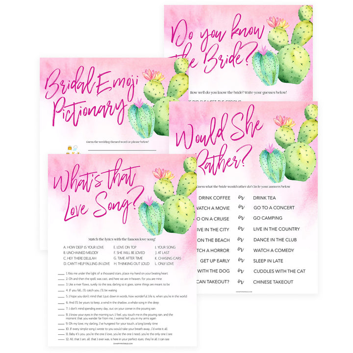 4 Bridal Shower Games Bundle - Fiesta