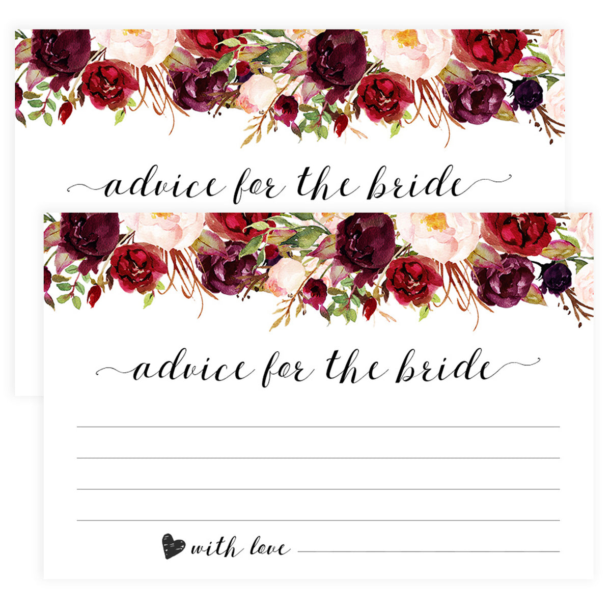 Advice for the Bride Cards - White Marsala