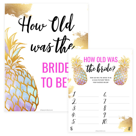 How Old was the Bride Game - Gold Pineapple