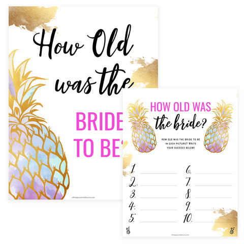 How Old was the Bride Game - Gold Pineapple
