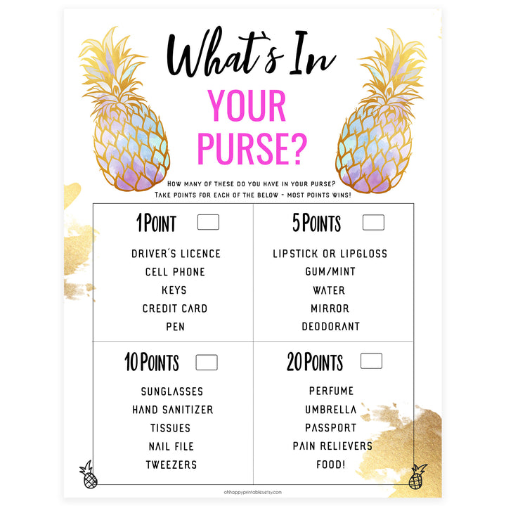 What's In Your Purse - Gold Pineapple