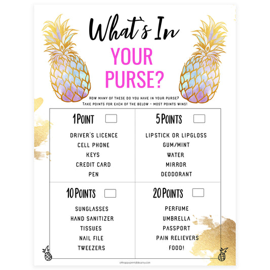 What's In Your Purse - Gold Pineapple