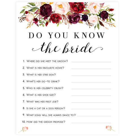 Do You Know the Bride Game - White Marsala