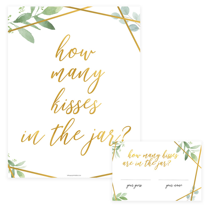 How Many Kisses in the Jar - Gold Greenery