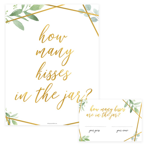 How Many Kisses in the Jar - Gold Greenery