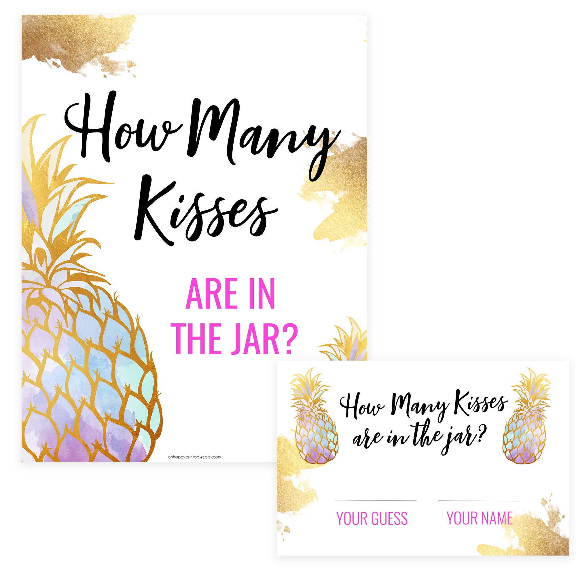 How Many Kisses in the Jar - Gold Pineapple