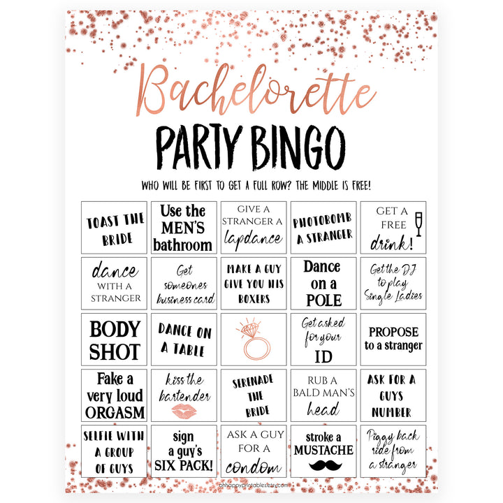 Bachelorette Party Bingo - Rose Gold Foil