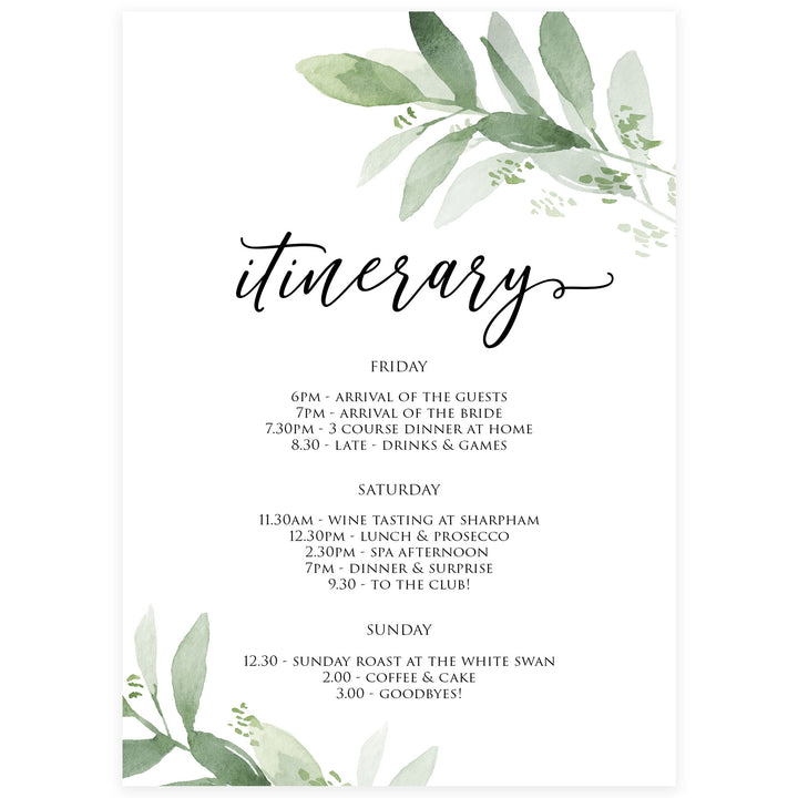 editable bridal shower itinerary, bridal itinerary, greenery bridal shower invite, mobile invites, editable bridal shower invite, corjl bridal invite, bachelorette party invite