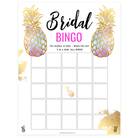 Bridal Bingo Game - Gold Pineapple