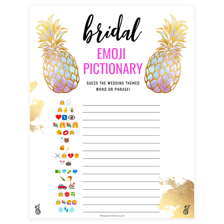 Bridal Emoji Pictionary - Gold Pineapple