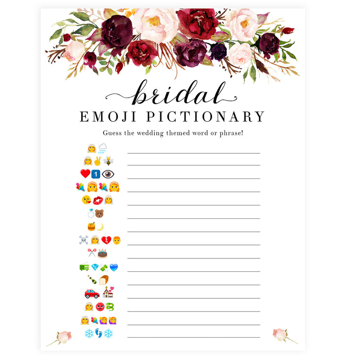 Bridal Emoji Pictionary - White Marsala