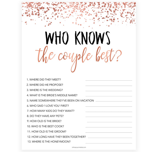 Who Knows the Couple Best - Rose Gold Foil