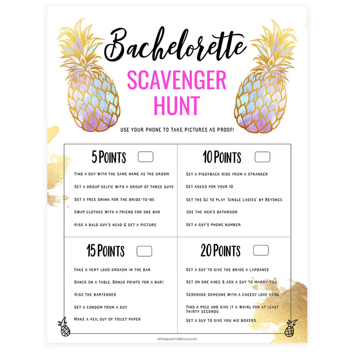 Bachelorette Scavenger Hunt - Gold Pineapple