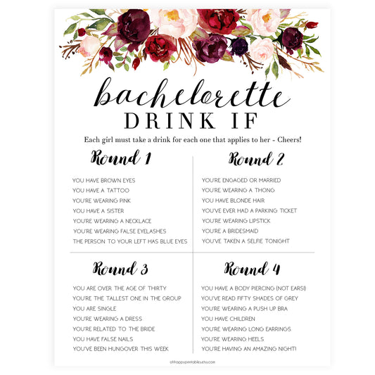 Bachelorette Drink If Game - White Marsala