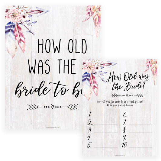 How Old was the Bride Game - Boho