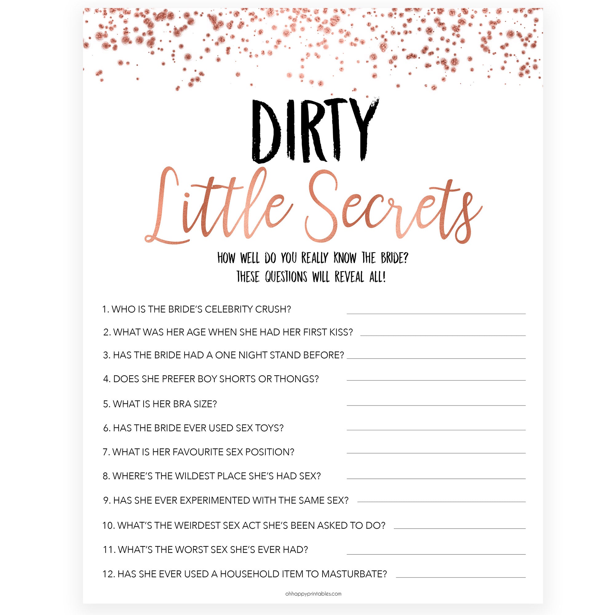 Rose gold bachelorette games, dirty little secrets, bachelorette games, bridal shower games, top 10 baby games, fun bachelorette games, top bridal games, rose gold games