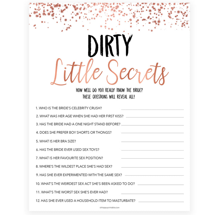 Rose gold bachelorette games, dirty little secrets, bachelorette games, bridal shower games, top 10 baby games, fun bachelorette games, top bridal games, rose gold games
