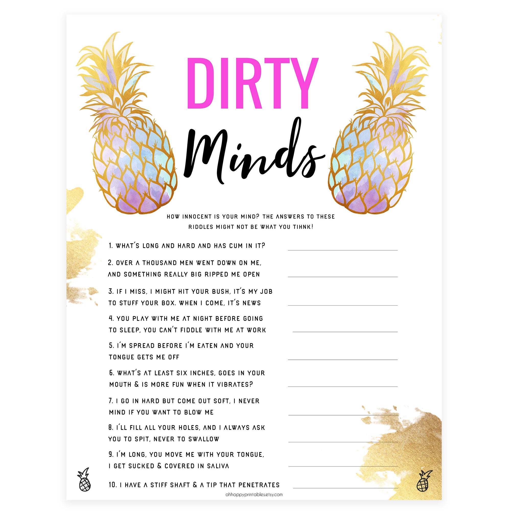 Dirty Minds - Gold Pineapple