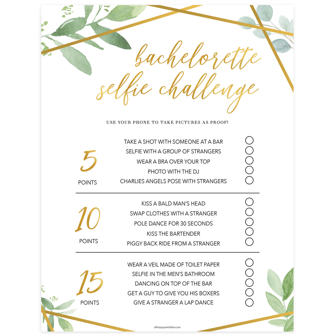 Bachelorette Selfie Challenge - Gold Greenery