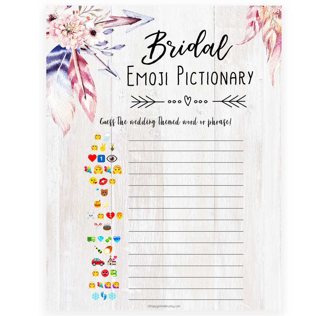 Bridal Emoji Pictionary | Shop Printable Bridal Shower Games ...