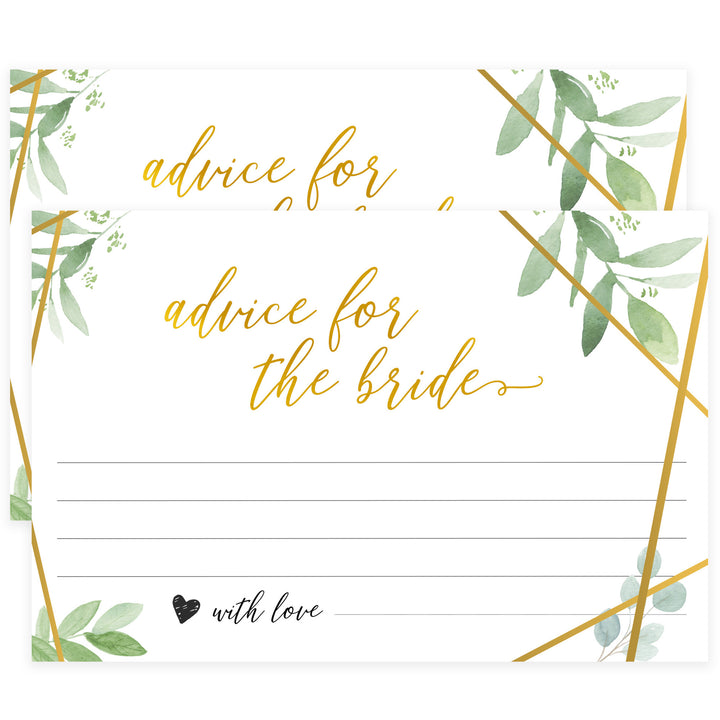 advice for he bride floral gold geometric bridal shower games