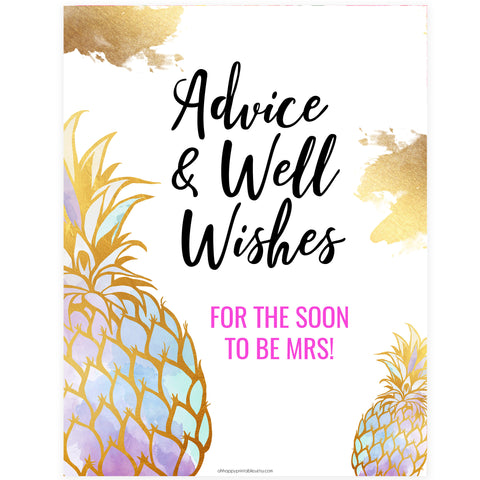 Advice & Well Wishes Sign - Gold Pineapple