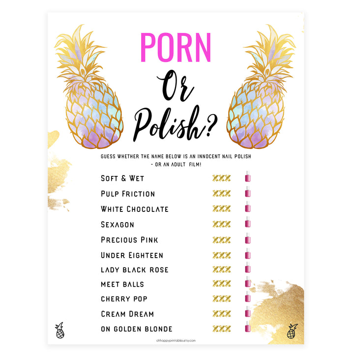 Porn or Polish Game - Gold Pineapple