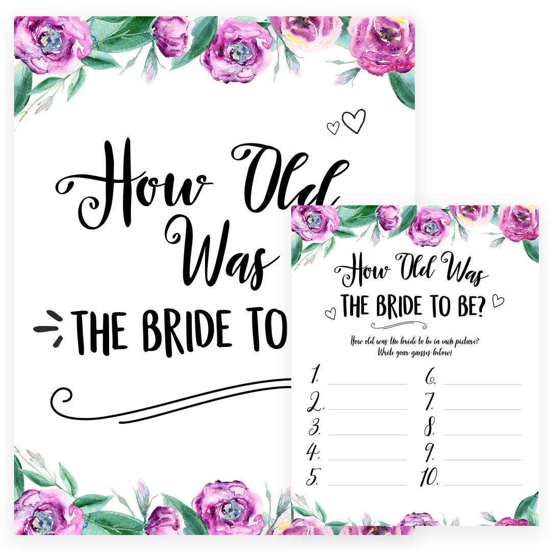 How Old was the Bride Game - Purple Peonies