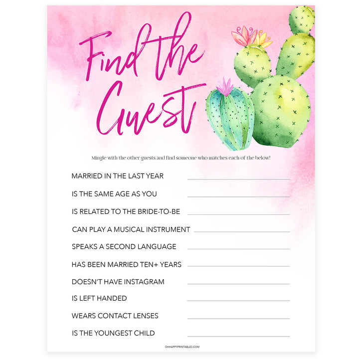 Find The Guest Bridal Game - Fiesta