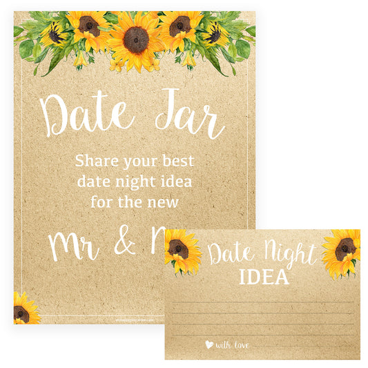 Date Night Jar Bridal Game - Sunflowers