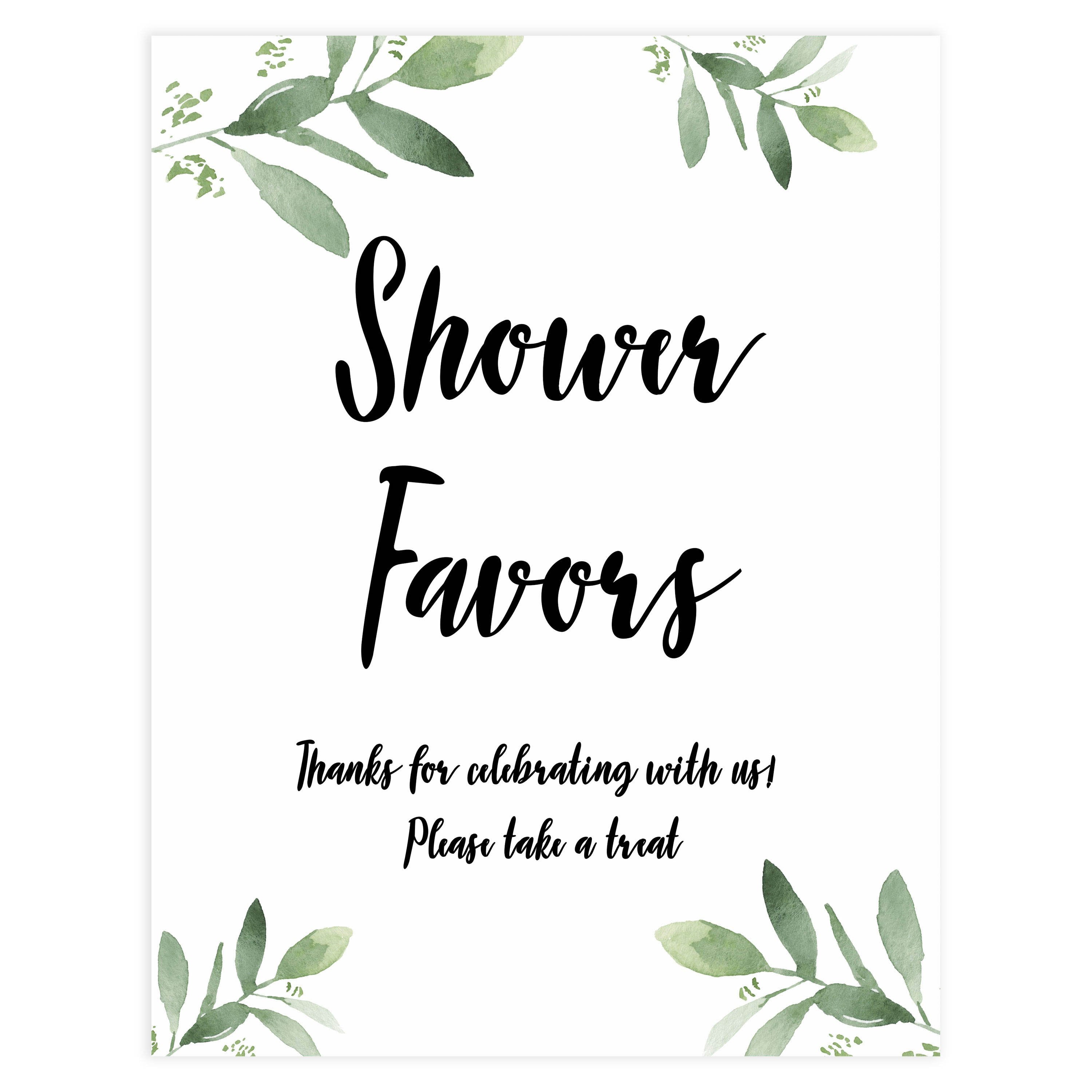 baby favors sign, baby shower signs, printable baby shower signs, botanical baby shower decor, floral baby table signs
