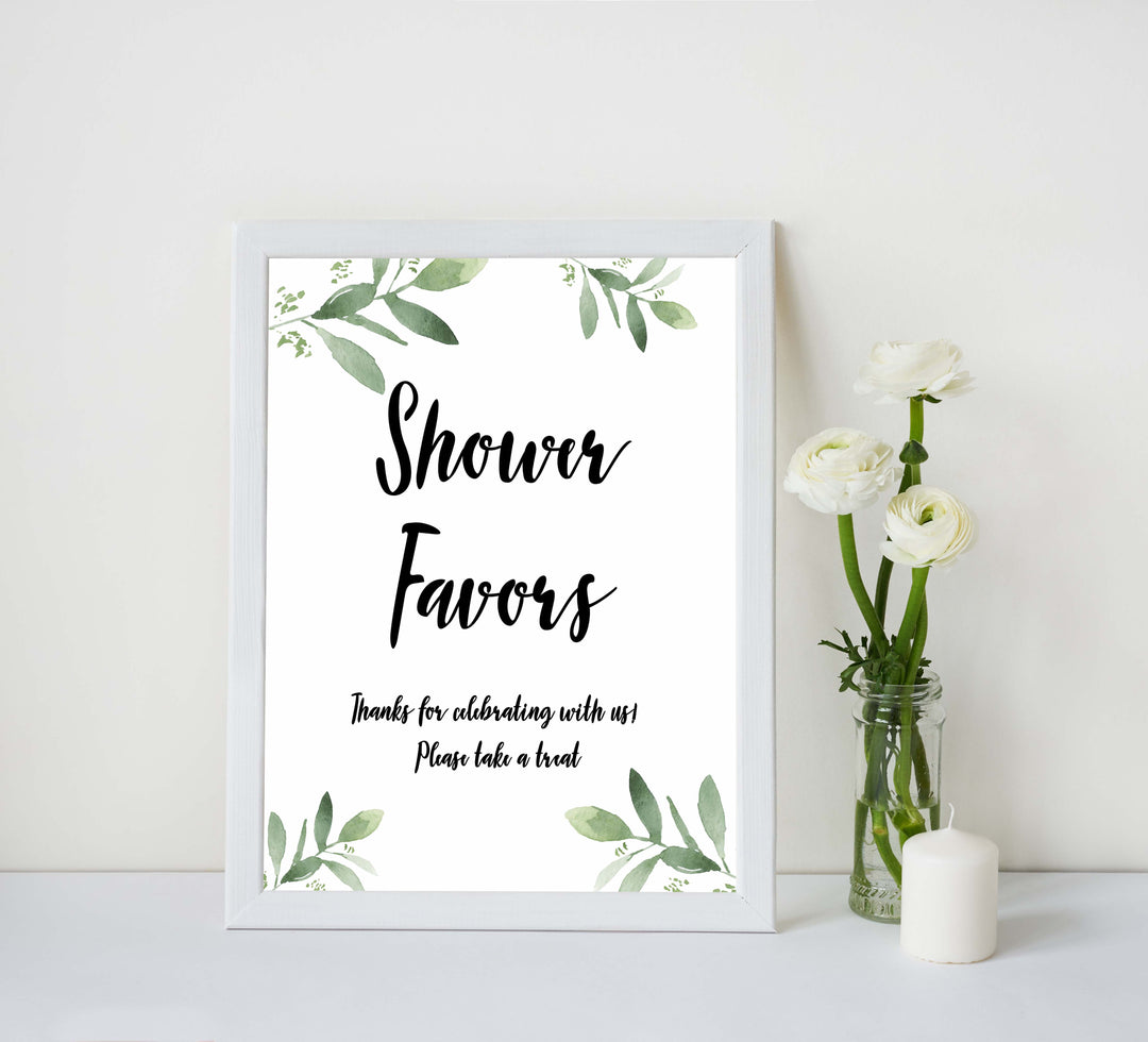 baby favors sign, baby shower signs, printable baby shower signs, botanical baby shower decor, floral baby table signs