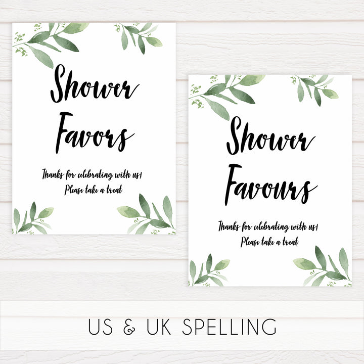 8 baby shower signs, printable baby shower signs, botanical baby shower decor, floral baby table signs