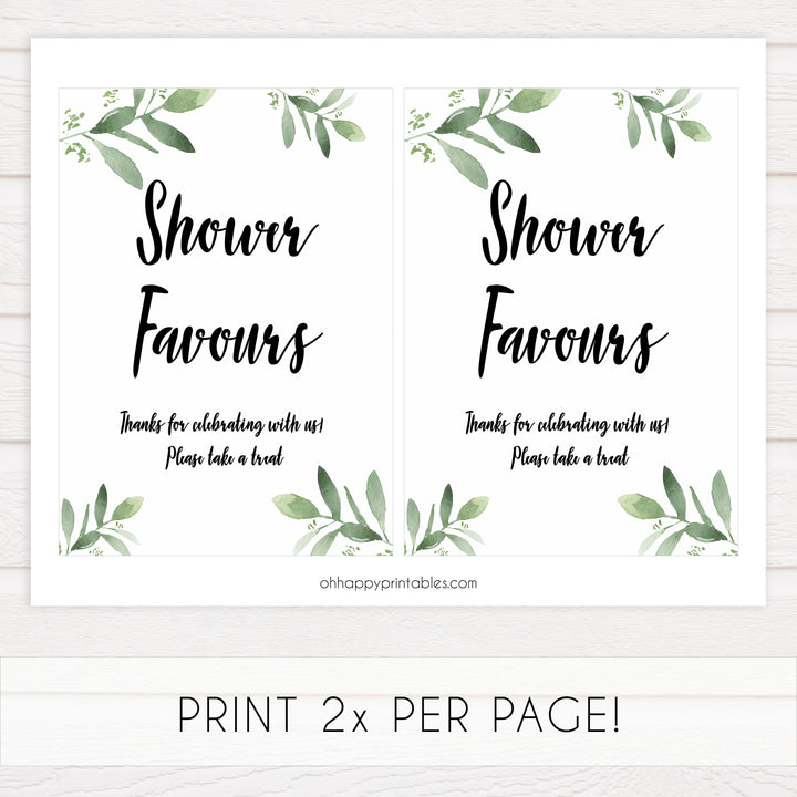 baby favors sign, baby shower signs, printable baby shower signs, botanical baby shower decor, floral baby table signs
