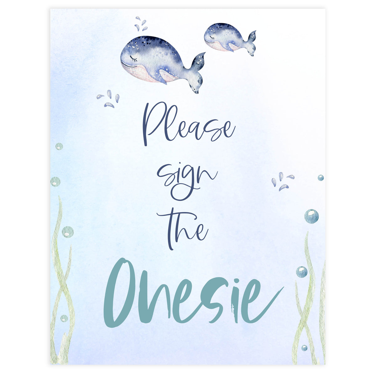 sign the onesie baby game, whale baby shower ideas