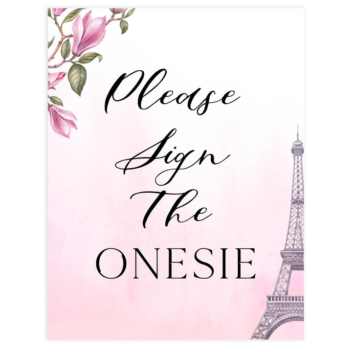 please sign the onesie, Paris baby shower games, printable baby shower games, Parisian baby shower games, fun baby shower games