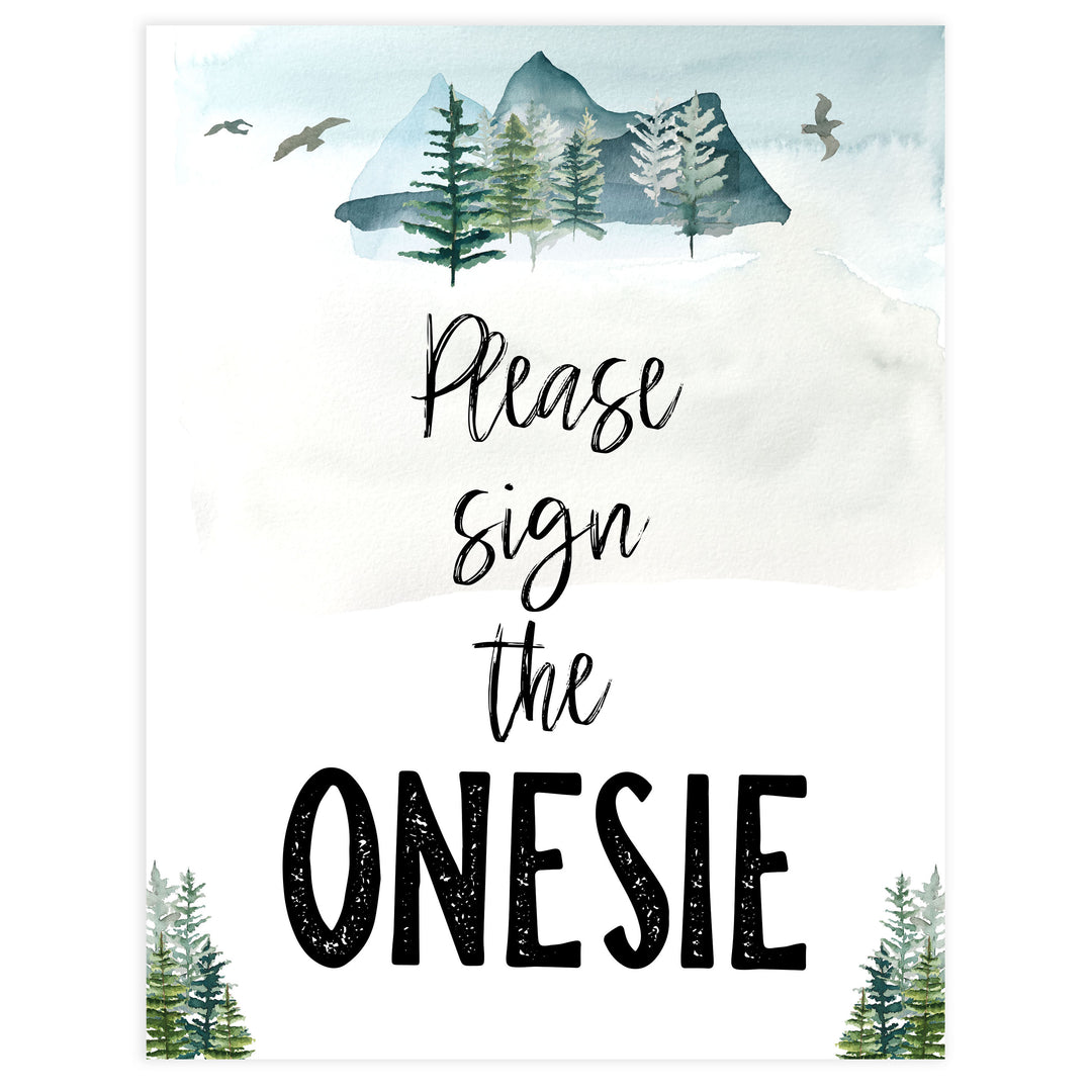 sign the onesie baby sign, Adventure baby decor, printable baby table signs, printable baby decor, baby adventure table signs, fun baby signs, baby adventure fun baby table signs