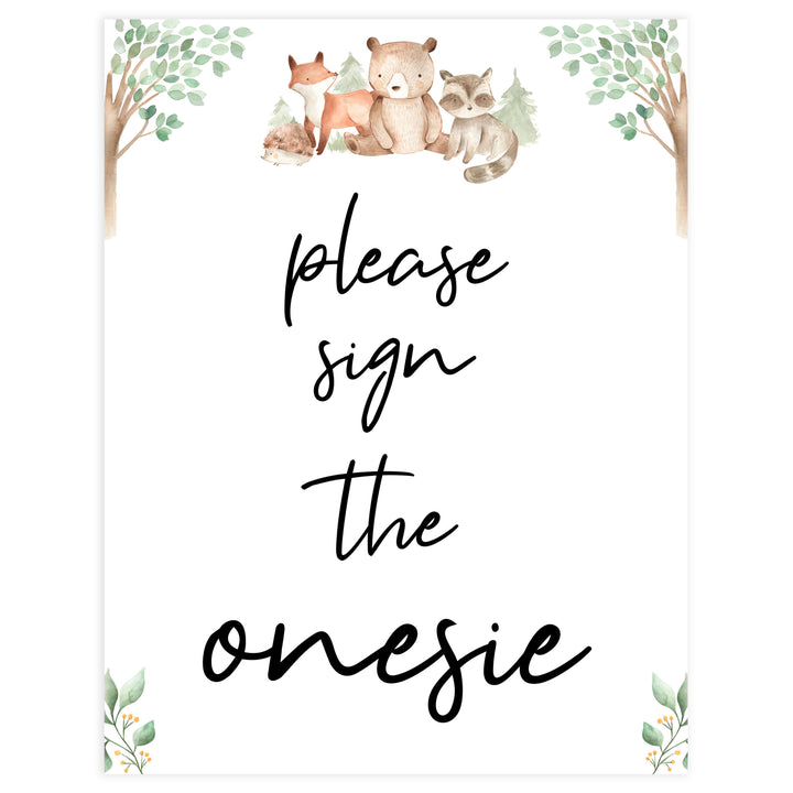 sign the onesie sign, Printable baby shower games, woodland animals baby games, baby shower games, fun baby shower ideas, top baby shower ideas, woodland baby shower, baby shower games, fun woodland animals baby shower ideas