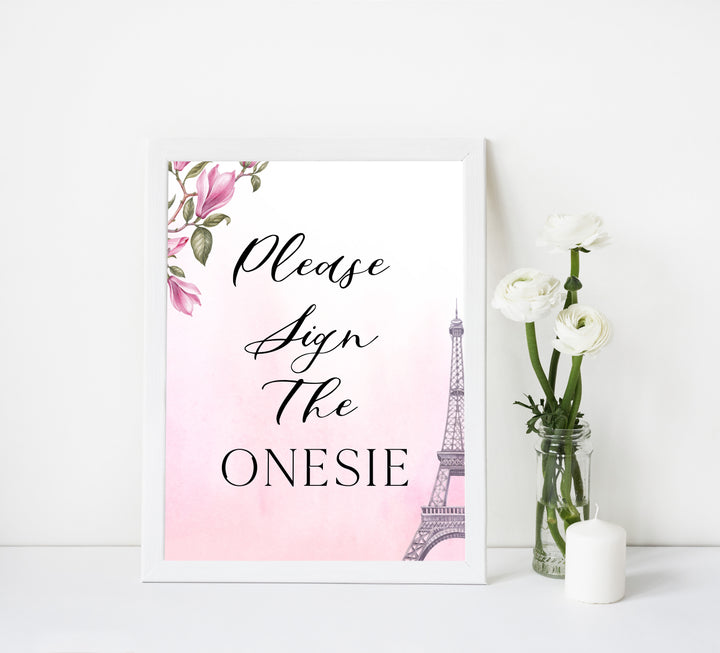 please sign the onesie, Paris baby shower games, printable baby shower games, Parisian baby shower games, fun baby shower games