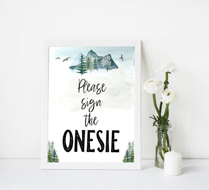 sign the onesie baby sign, Adventure baby decor, printable baby table signs, printable baby decor, baby adventure table signs, fun baby signs, baby adventure fun baby table signs