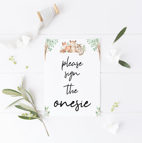 sign the onesie sign, Printable baby shower games, woodland animals baby games, baby shower games, fun baby shower ideas, top baby shower ideas, woodland baby shower, baby shower games, fun woodland animals baby shower ideas