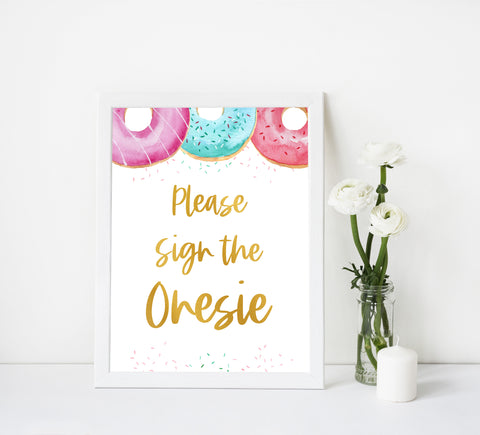 please sign the onesie sign, Printable baby shower games, donut baby games, baby shower games, fun baby shower ideas, top baby shower ideas, donut sprinkles baby shower, baby shower games, fun donut baby shower ideas