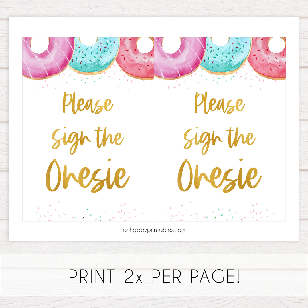 please sign the onesie sign, Printable baby shower games, donut baby games, baby shower games, fun baby shower ideas, top baby shower ideas, donut sprinkles baby shower, baby shower games, fun donut baby shower ideas