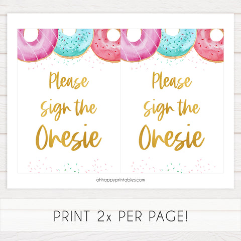 please sign the onesie sign, Printable baby shower games, donut baby games, baby shower games, fun baby shower ideas, top baby shower ideas, donut sprinkles baby shower, baby shower games, fun donut baby shower ideas