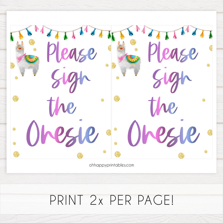 sign the onesie game, baby onesie station,  Printable baby shower games, llama fiesta fun baby games, baby shower games, fun baby shower ideas, top baby shower ideas, Llama fiesta shower baby shower, fiesta baby shower ideas