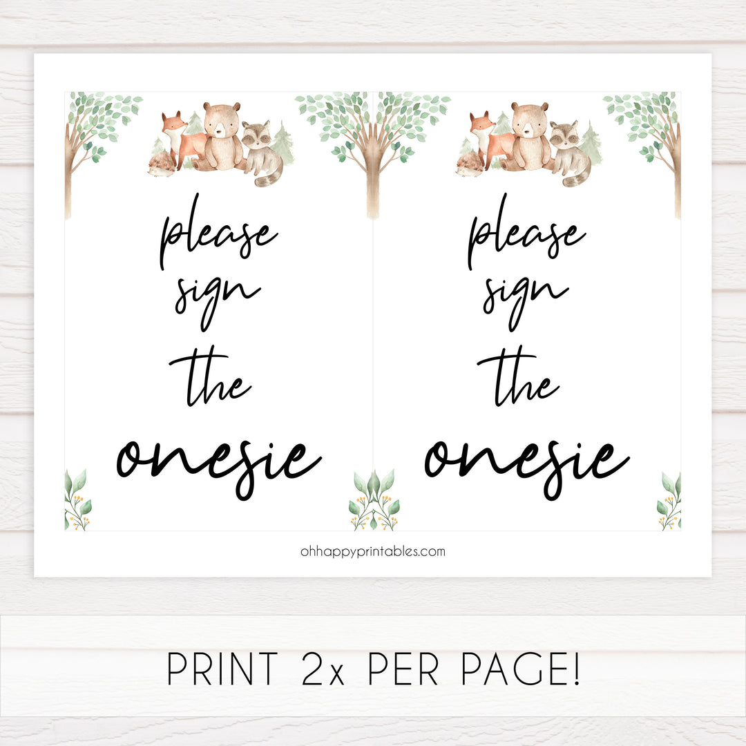 sign the onesie sign, Printable baby shower games, woodland animals baby games, baby shower games, fun baby shower ideas, top baby shower ideas, woodland baby shower, baby shower games, fun woodland animals baby shower ideas