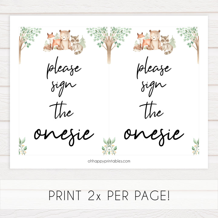 sign the onesie sign, Printable baby shower games, woodland animals baby games, baby shower games, fun baby shower ideas, top baby shower ideas, woodland baby shower, baby shower games, fun woodland animals baby shower ideas